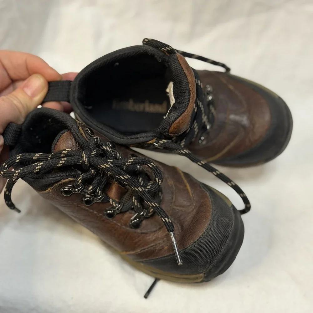 Timberland Boys Back Road 22813 Brown Black Hiking Boots Ankle Lace Up 7 Toddler